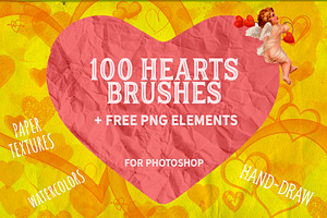 HEART BRUSHES +100 & FREE ELEMENTS