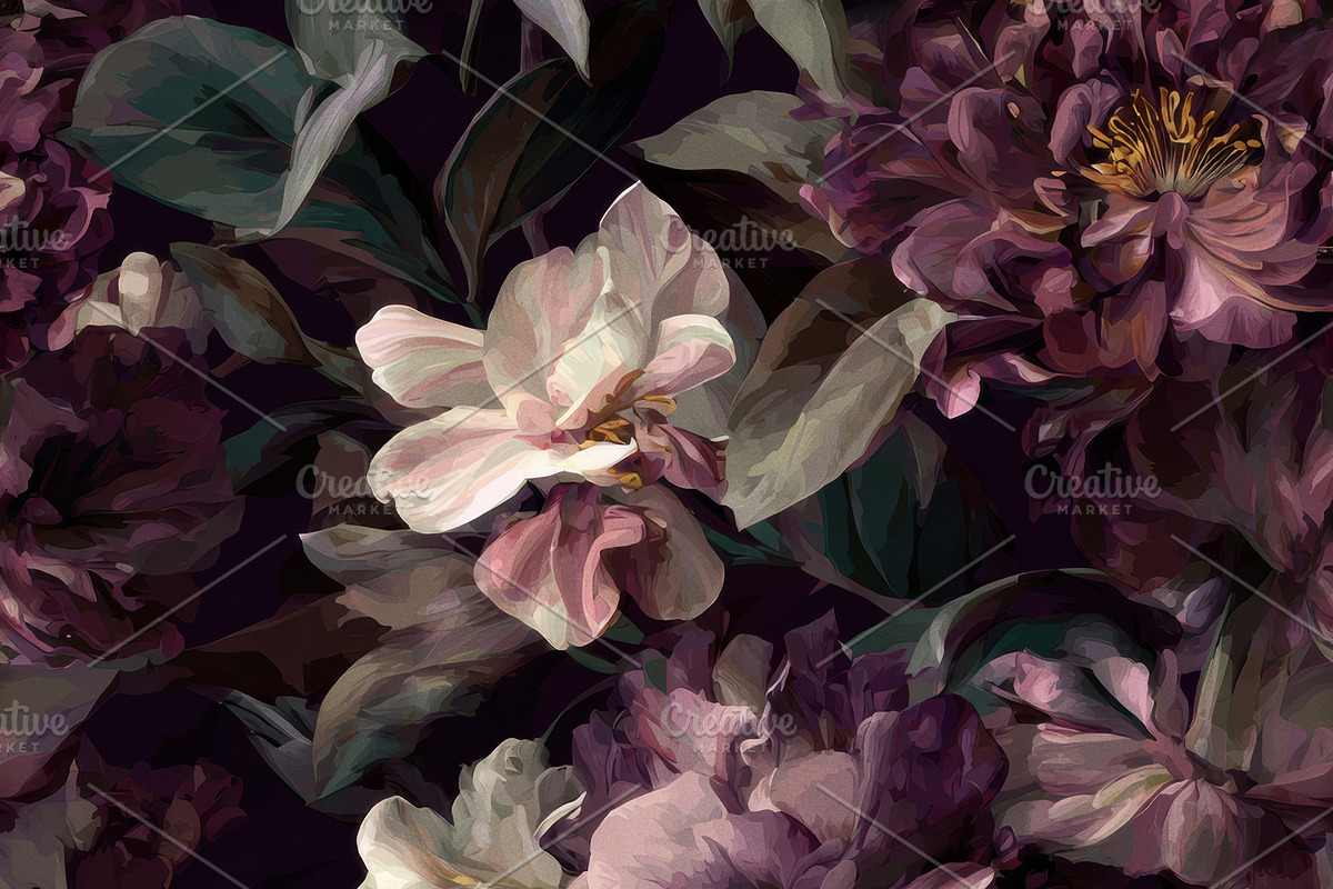 Dark Plum Floral Seamless Pattern, a Pattern Graphic by Virgo Studio