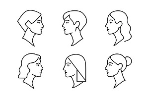 Minimalist Women Face Icons, an Outline Icon by Vectorium Studio