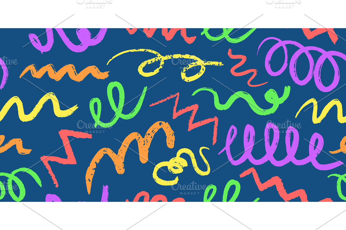 Crayon squiggles pattern. Seamless, an Illustration by Stock-Smart-Start