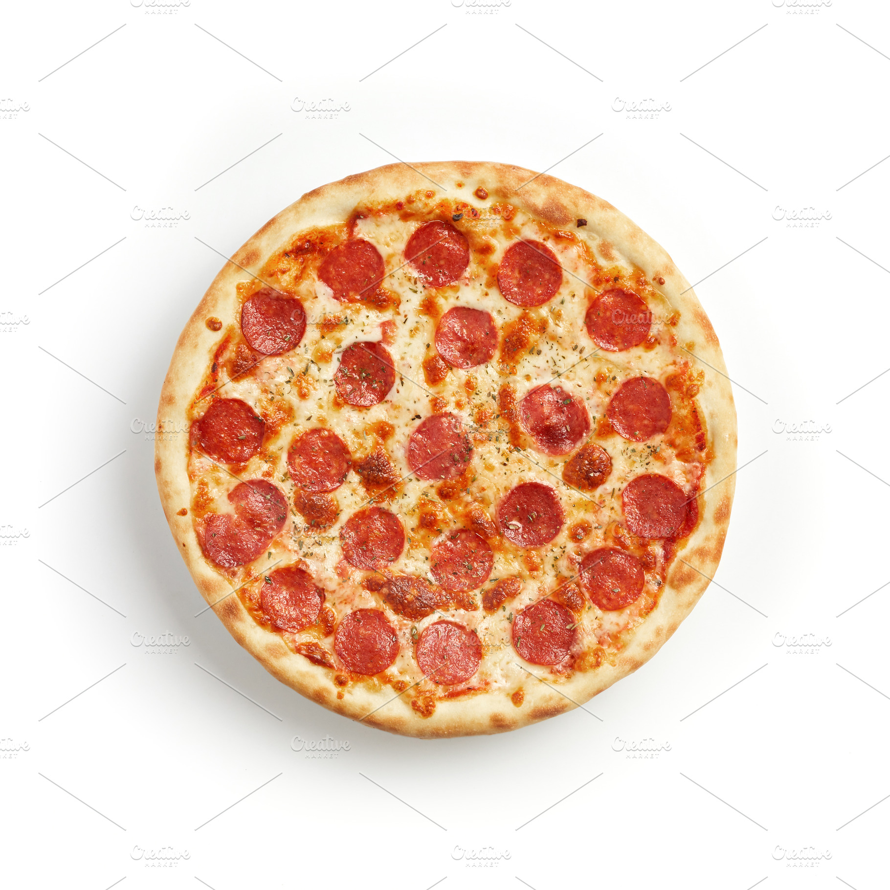 Double pepperoni pizza isolated, a Food & Drink Photo by grycikua