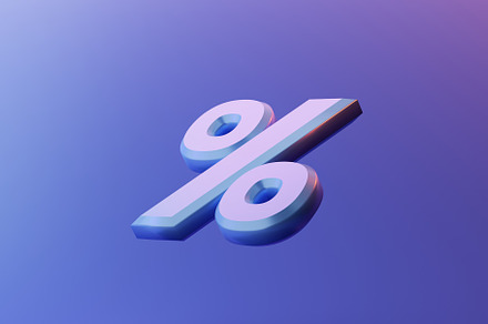 Percent sign on blue background