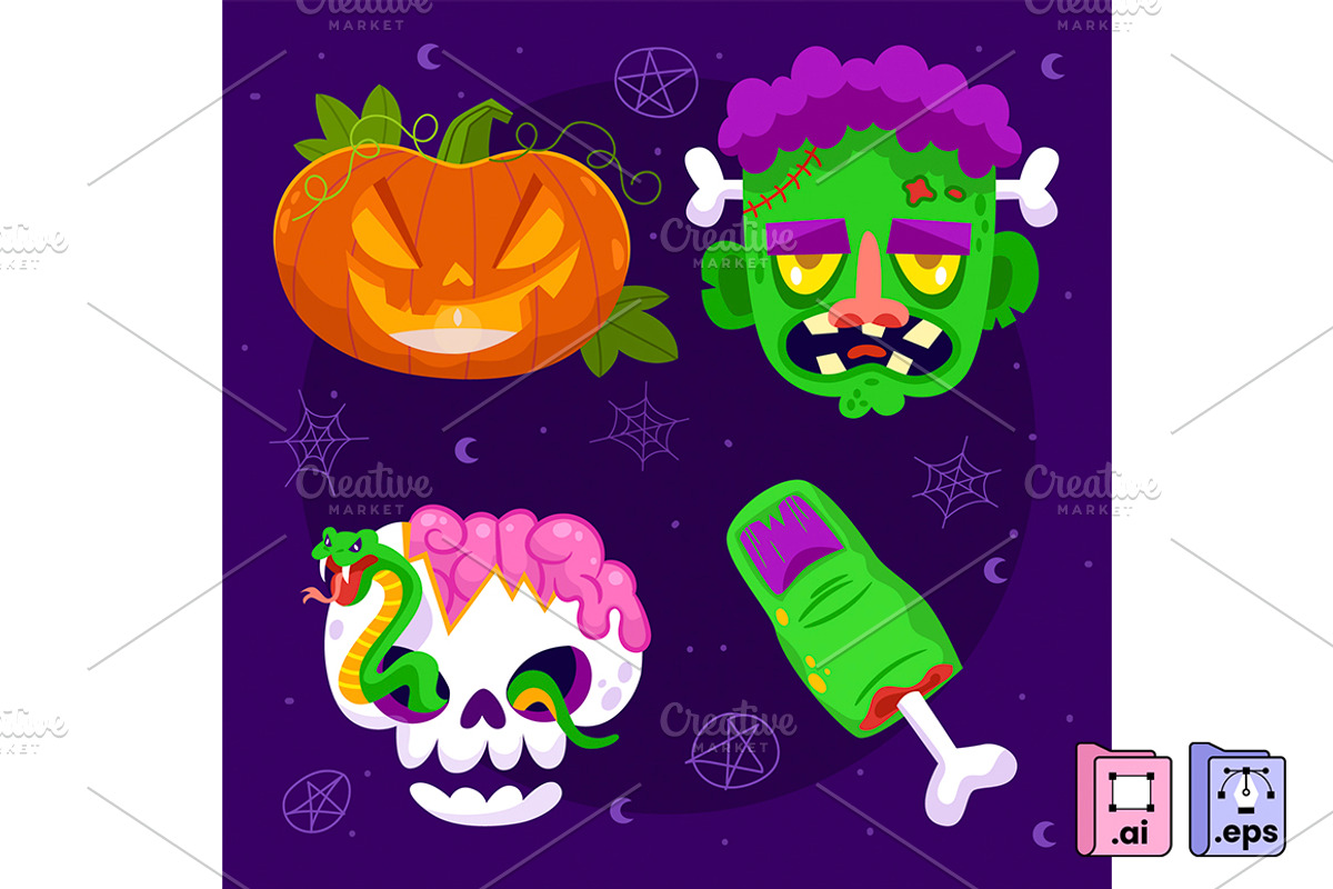 Flat Halloween Elements Collection, a Seasonal Illustration by MISS CHATZ (Photo 1 of 3)