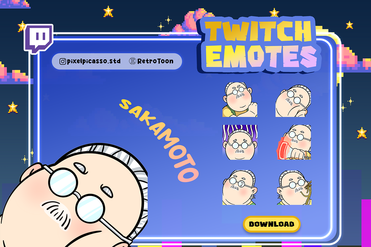 Sakamoto Twitch Emotes, an Emoji Icon by Pixel Picasso Studio (Photo 1 of 5)