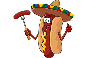 Mexican Hot Dog Cartoon Character