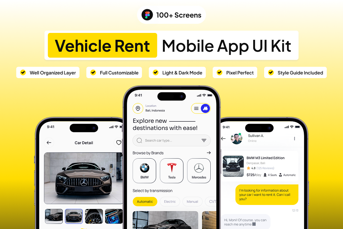 RentQu - Car Rental UI Kit App, an UI Kit Template by Moni Studio (Photo 1 of 6)