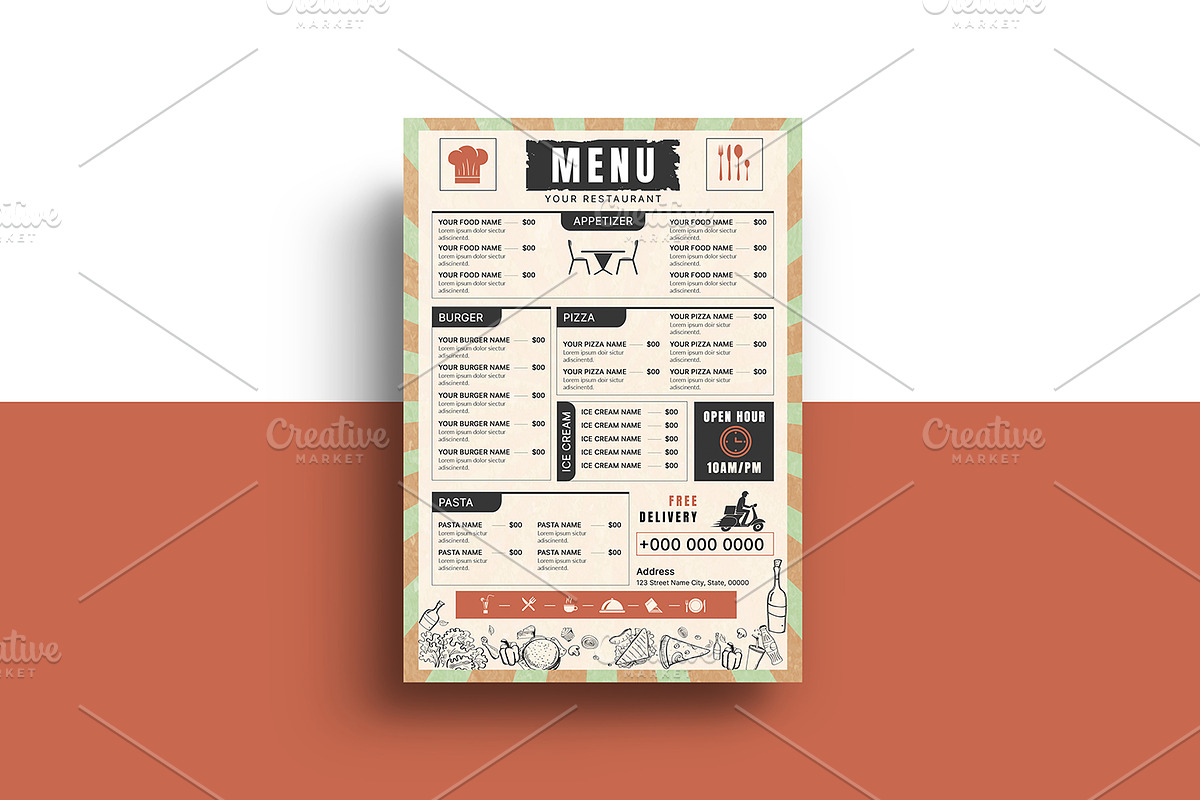 Vintage Restaurant Menu Flyer V1344, a Flyer Template by Template Shop (Photo 2 of 4)