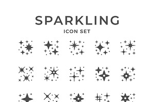 Set icons of sparkling and twinkling, a Solid Icon by motorama