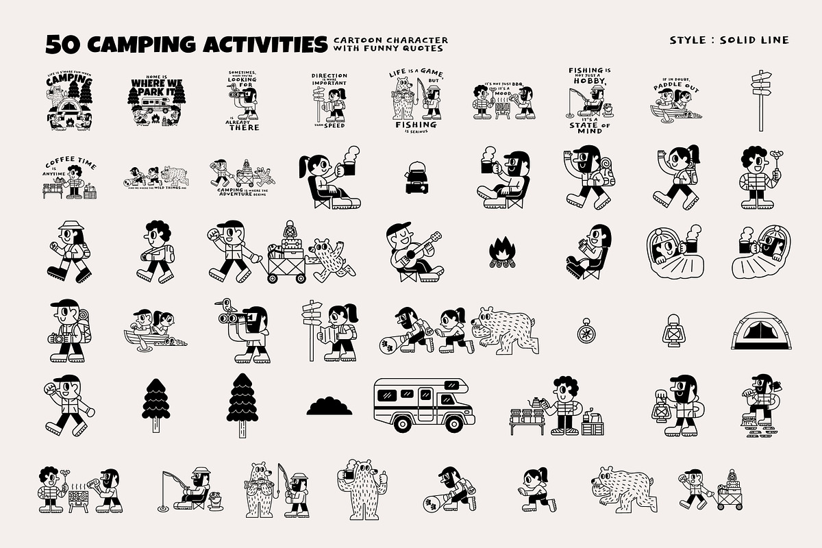 50 Camping Activities, an Illustration by monkik (Photo 8 of 21)