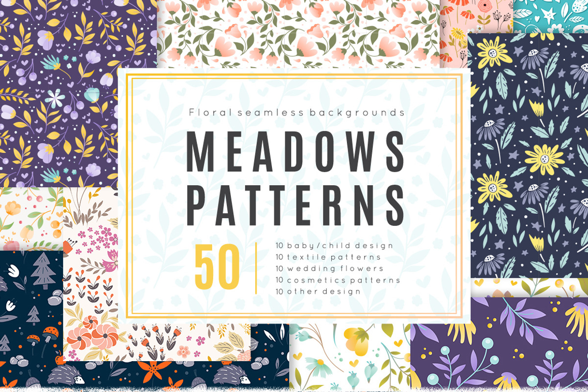 Meadow 100 floral seamless patterns, a Pattern Graphic by DariSmartArt (Photo 33 of 33)