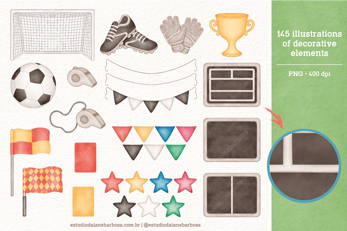 Football - Cliparts Set, an Illustration by Estudio Daiane Barbosa (Photo 2 of 10)