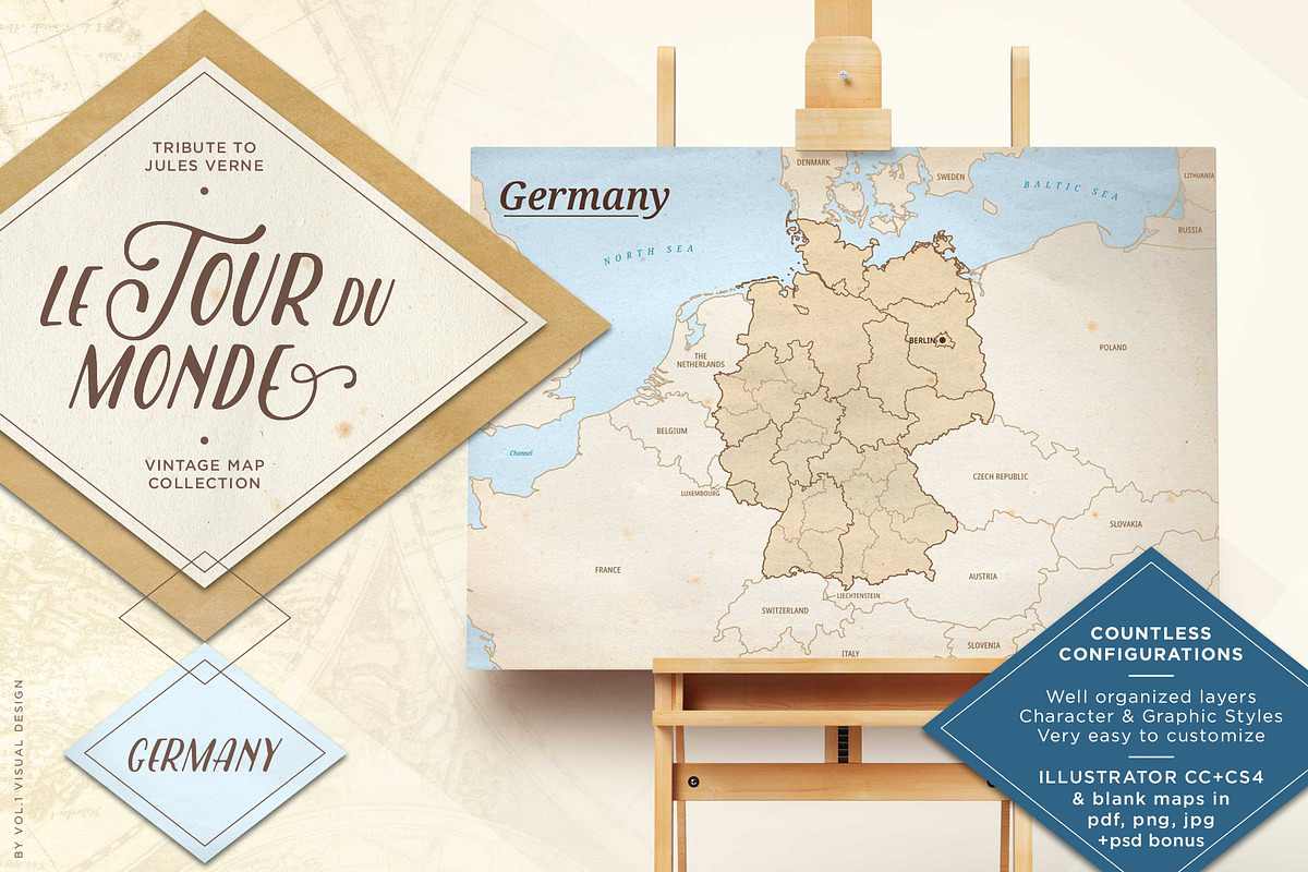 Le Tour du monde, Germany vector map, an Object Graphic by volume 1 visual design (Photo 1 of 21)