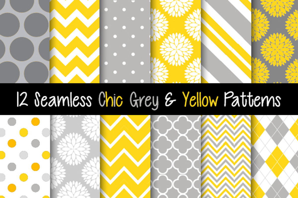 Seamless Chic Grey and Yellow Papers, a Pattern Graphic by Bella Boutique Design