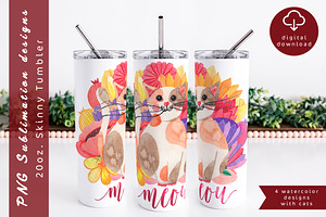 Flower cat tumbler wrap