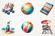 1950s Style Beach Day Clipart's, a Seasonal Illustration by RobertsArt (Thumbnail 4 of 7)
