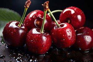 Aesthetic of red ripe cherries, a Food & Drink Photo by Fascinadora