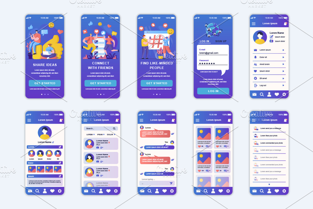 Mobile App UI Kit Template, a Templates & Theme by alexdndz (Photo 20 of 21)