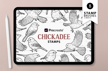 Chickadee Bird Procreate Stamps, a Shape Add-On by MadliArt