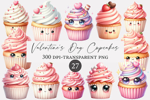 Valentine's Day Clipart, Cupcakes Pn, an Illustration by Designworld