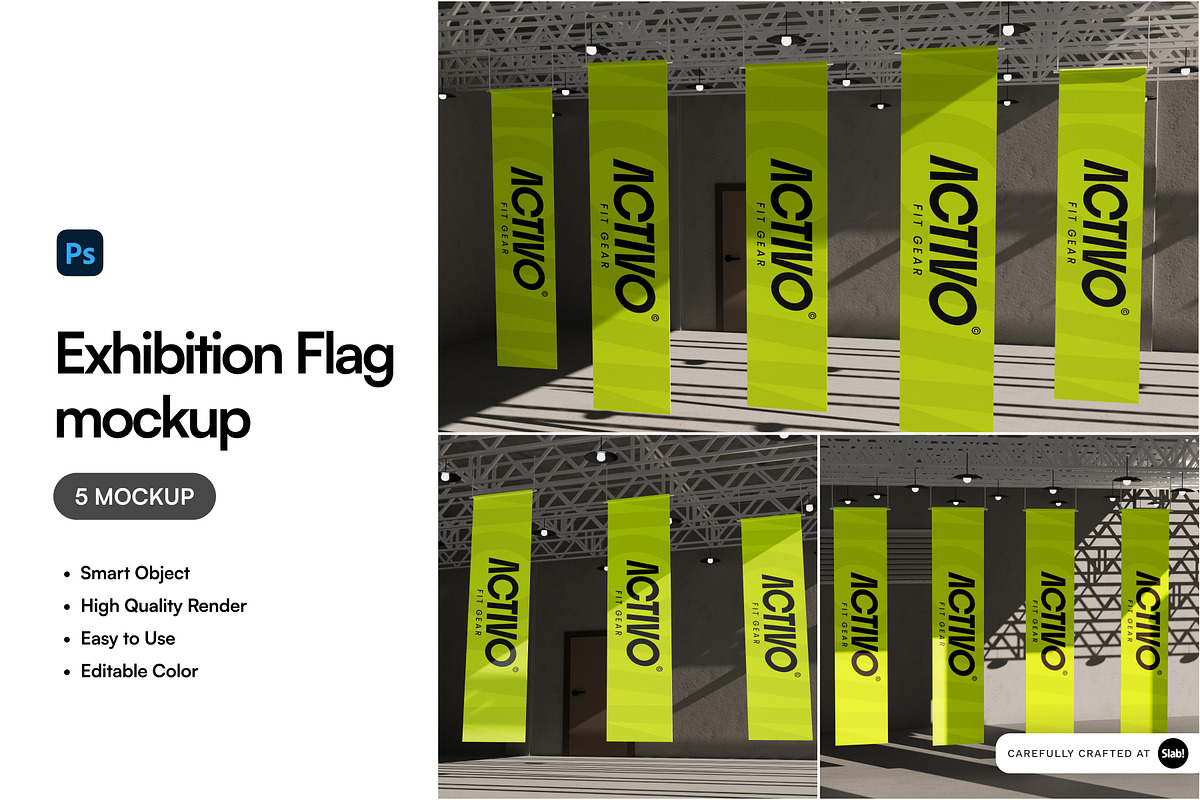 Exhibition Flag Mockup, an Advertising Mockup by SLAB! Design (Photo 1 of 7)