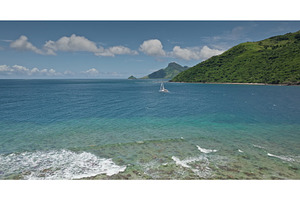 Catamaran sailing near tropical, a Nature Photo by Goinyk