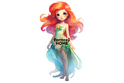 Little princess mermaid cliparts, an Object Graphic by JuliaStarArt-FantasyHome (Thumbnail 5 of 8)