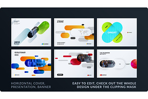Presentation. Abstract vector set of modern horizontal templates with colourful rounded rectangles