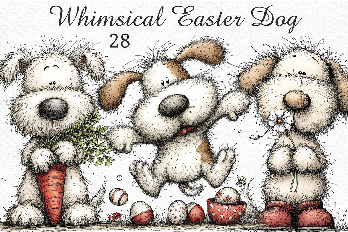 Whimsical Easter Dog Clipart, an Illustration by Craft Nest (Photo 1 of 11)