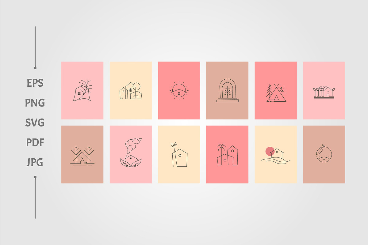 nature house vector logo set, an Object Graphic by lawoel