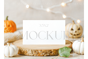 Halloween Card Mockup with Pumpkins, a Product Mockup by MockupWizard