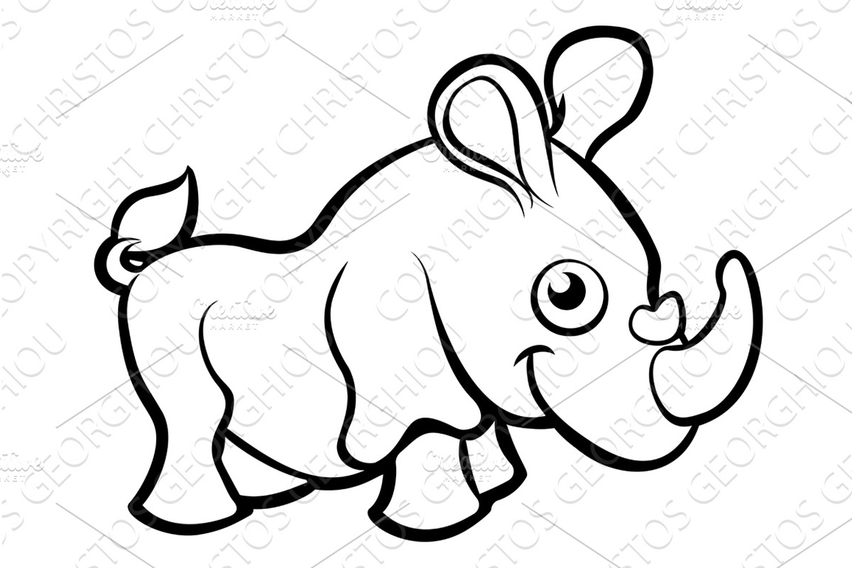 Rhino Cartoon Character Safari, an Animal Illustration by Christos Georghiou