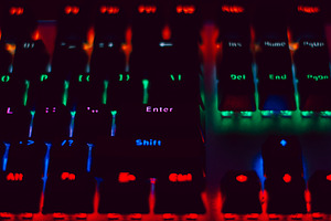 Mechanical gaming keyboard  rgb featuring keyboard, word, and enter