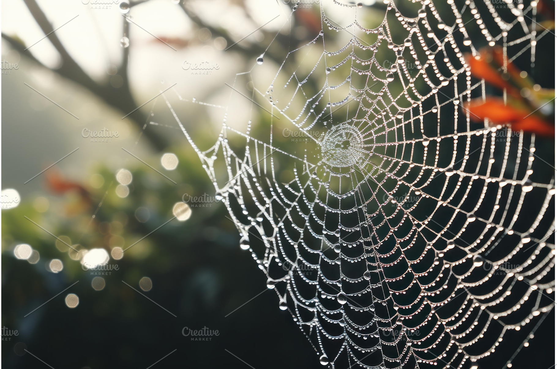 Spider poison web closeup. Generate, an Animal Photo by Ylivdesign