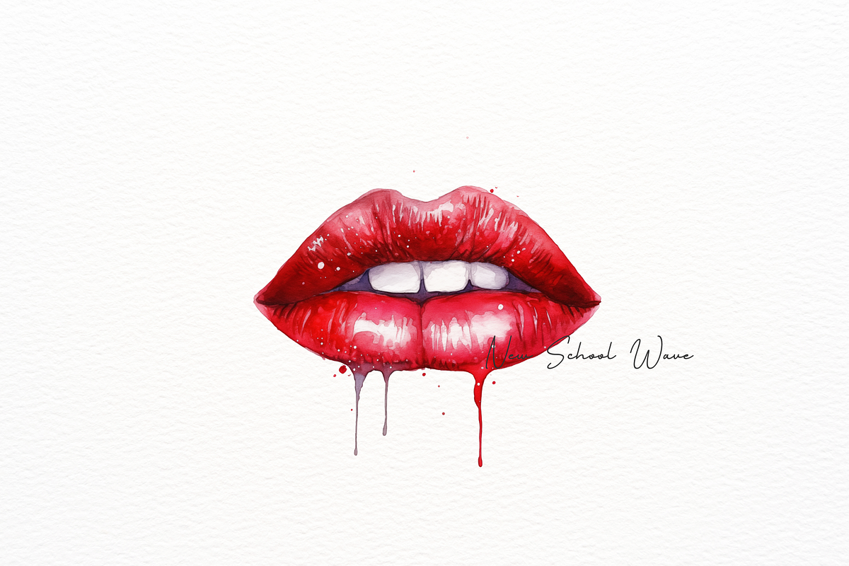 Beautiful Watercolor Red Lips, an Object Illustration by New-School-Wave (Photo 3 of 5)