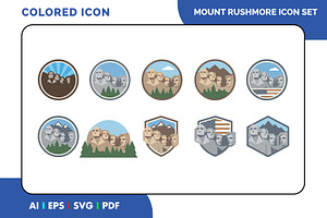 Mount Rushmore Colored Icon Set, a Duotone Icon by Fontmine Studio