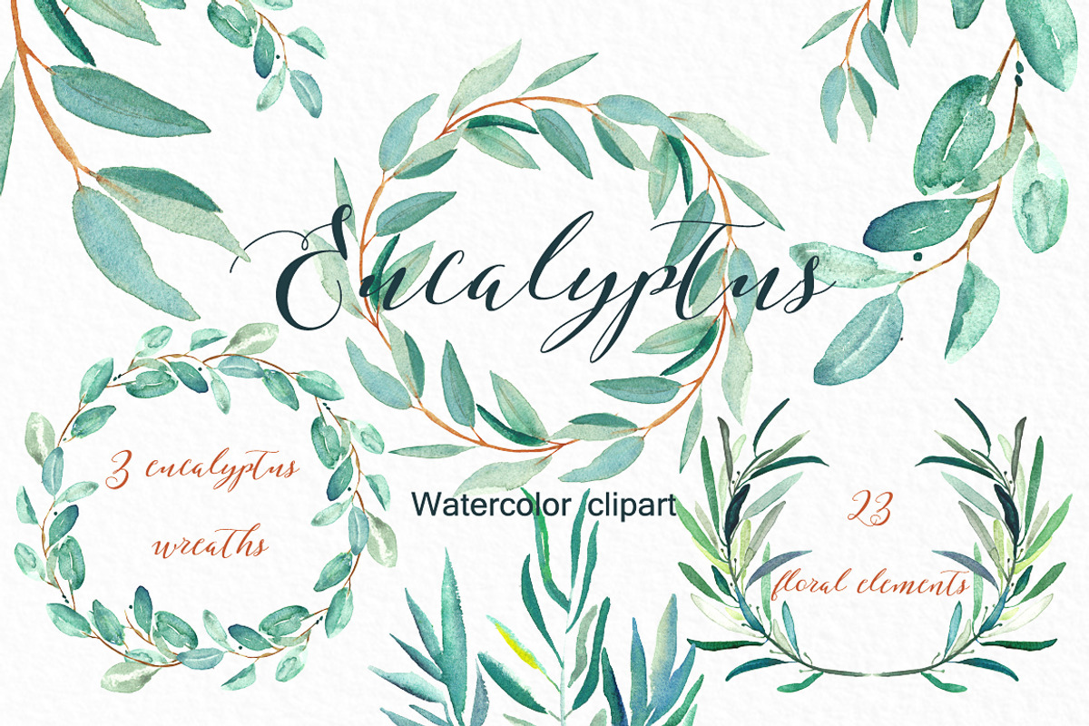 Eucalyptus Watercolor Greenery, a Healthcare Illustration by LABFcreations (Photo 6 of 11)