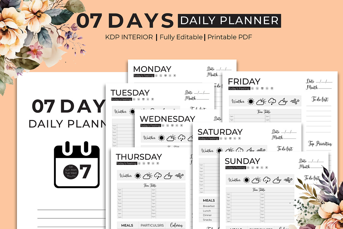 07 Days Detailed Daily Planner, a Stationery Template by Hurairagraphics (Photo 1 of 5)