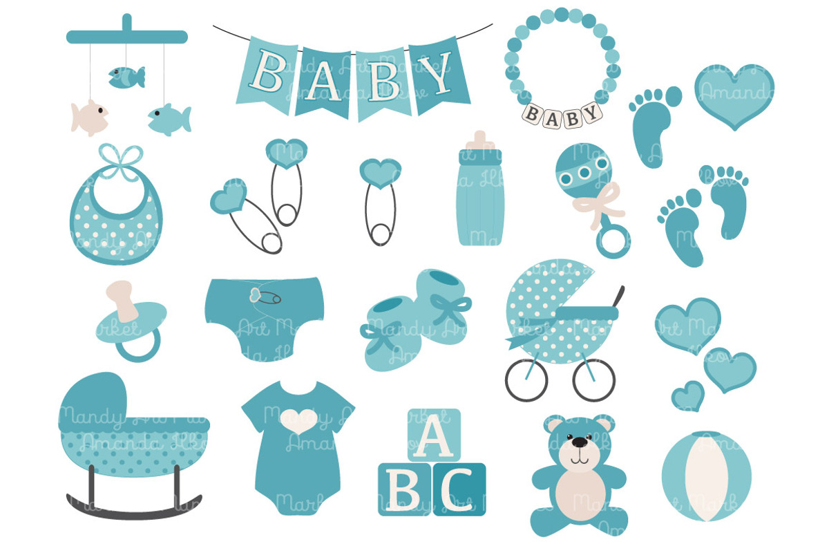 Vintage Blue Baby Clipart, an Illustration by Amanda Ilkov (Photo 2 of 2)