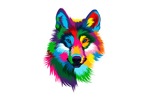 Abstract wolf head portrait