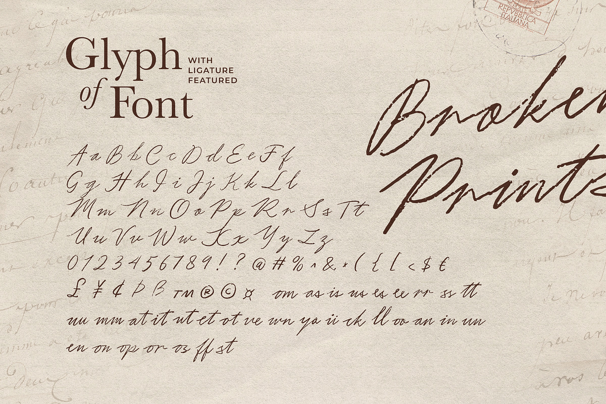Broken Prints - Rough Vintage Script, a Script Font by Bale Type (Photo 9 of 9)