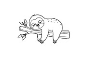 Cute Sloth Line Art Bundle, an Illustration by musafir_fashion (Thumbnail 2 of 51)