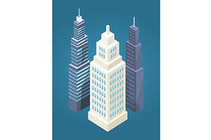 Skyscrapers Collection Poster Vector