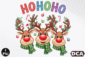 Ho Ho Ho Deer Reindeer Christmas Pn, an Illustration by DreamCafeArt