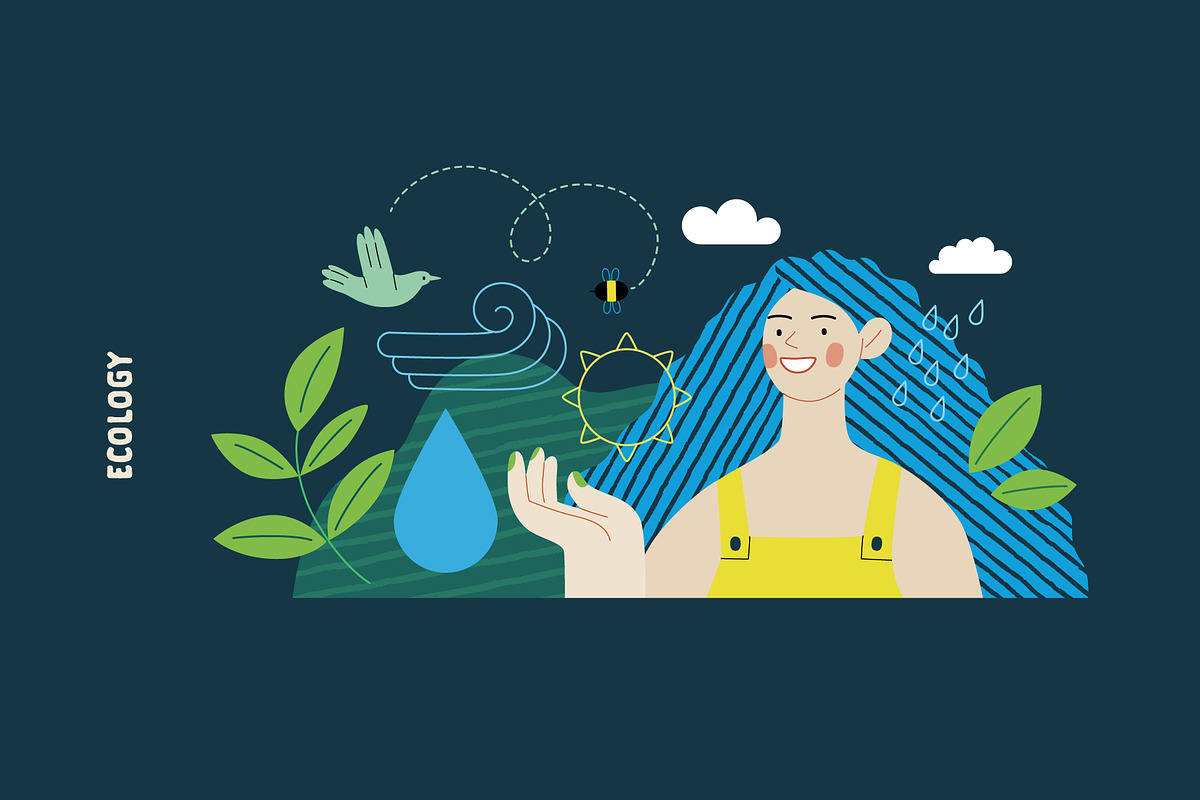 Ecology flat vector illustrations, a Templates & Theme by Grivina's shop (Photo 7 of 31)