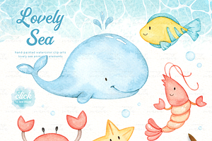 Lovely Sea Animals Watercolor Set