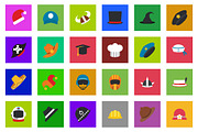 25 Cap & Hat Flat Icon Set, an Icon by VectorCam (Thumbnail 1 of 3)