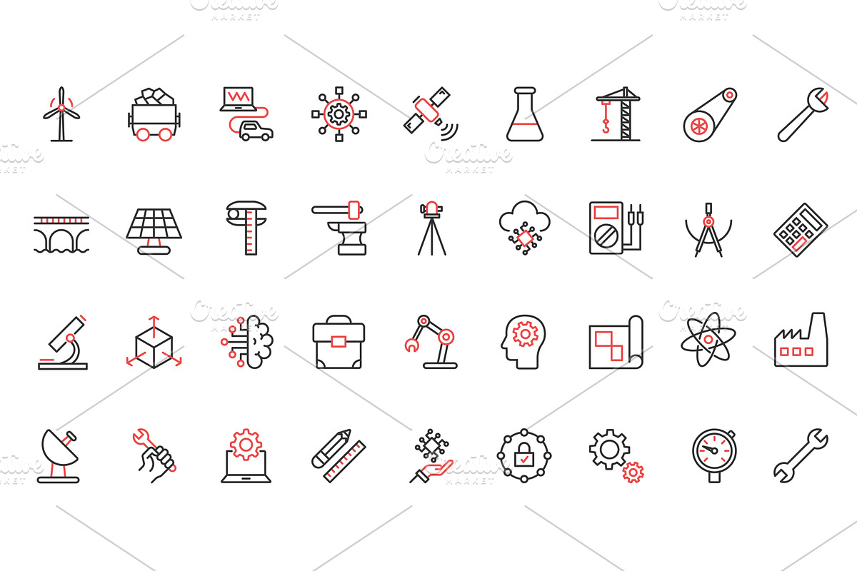 Engineering industry energy icons, an Illustration by Lemberg Vector