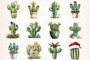 Watercolor Christmas Cactus Clipart, an Illustration by DreamCafeArt (Thumbnail 3 of 4)