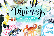 Diving watercolor set, a Texture Illustration by airdynamic (Thumbnail 1 of 6)