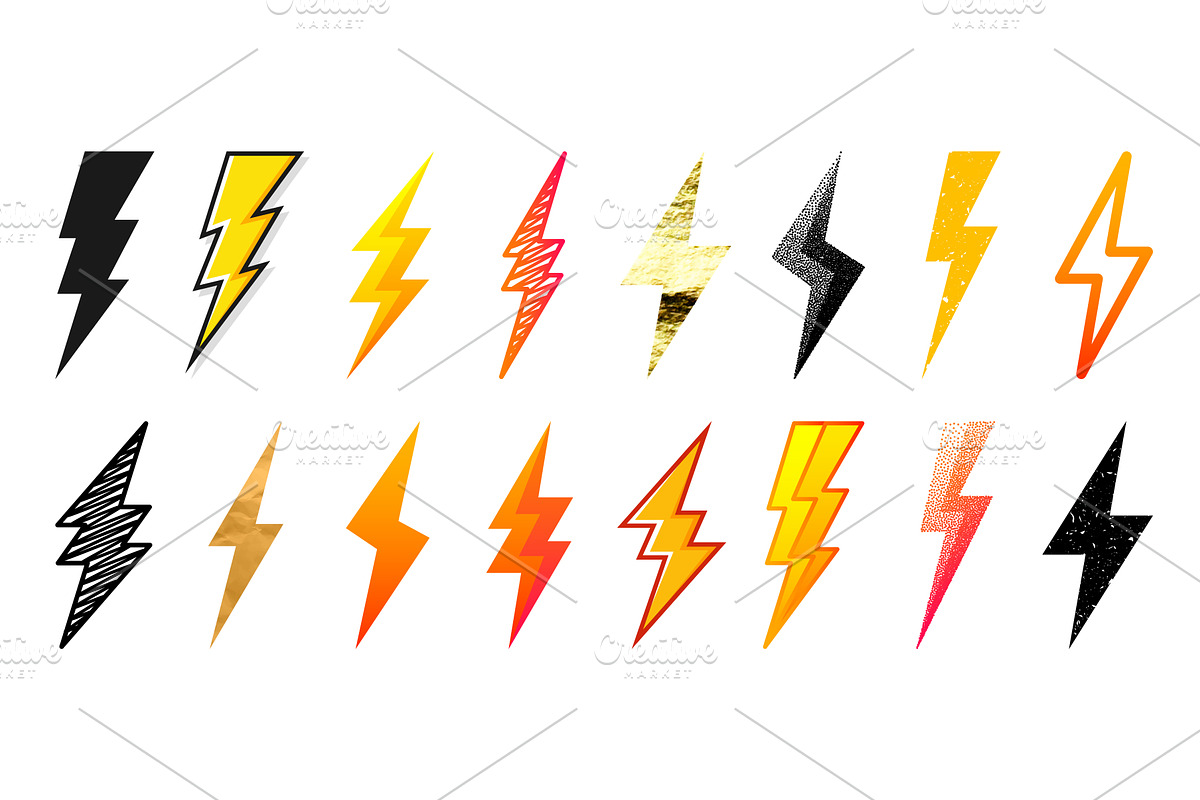 Lightning bolt icons collection, an Object Illustration by 32pixels